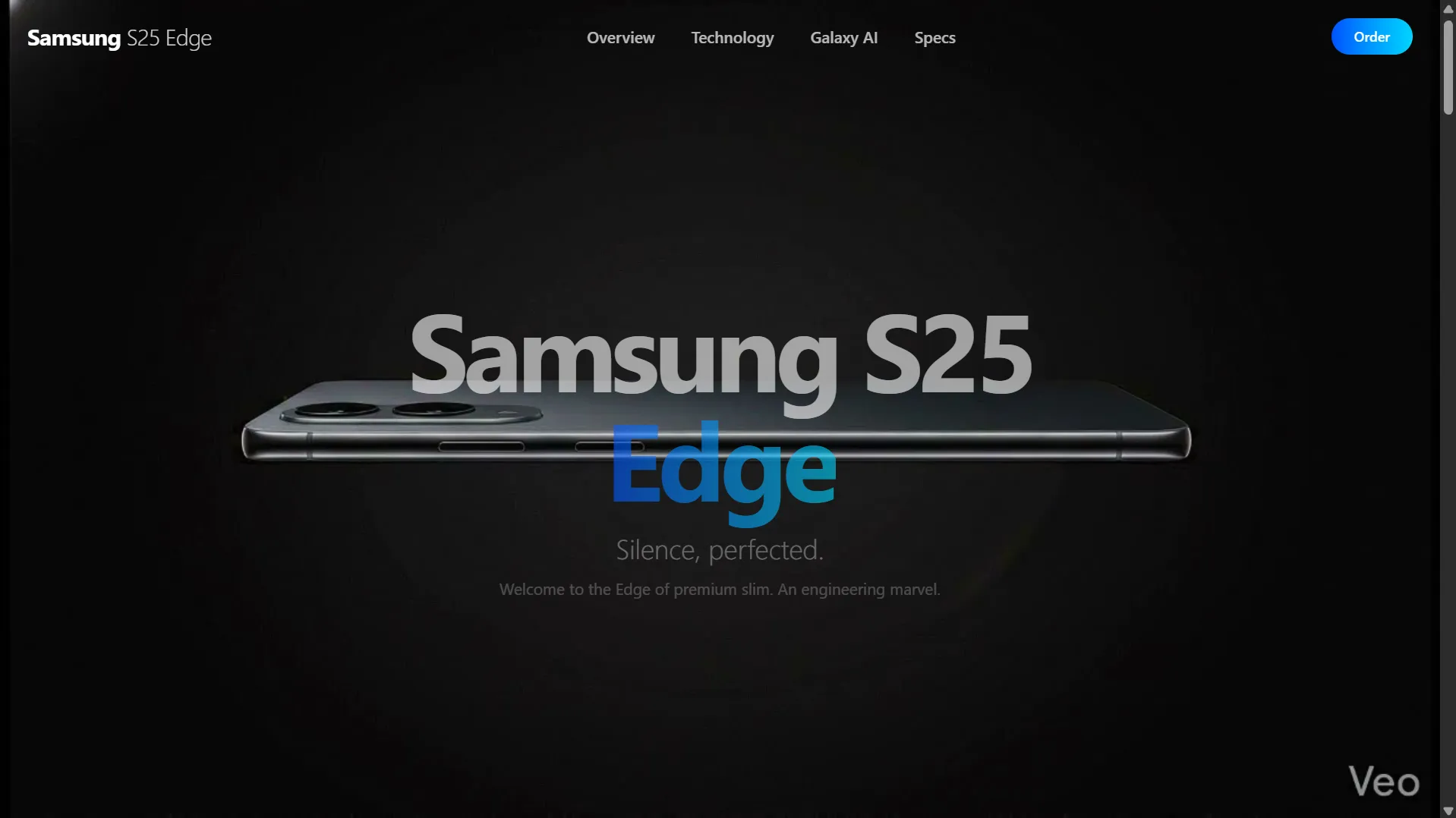 Cinematic Samsung S25 Edge promotional web experience developed by Nilay Raj